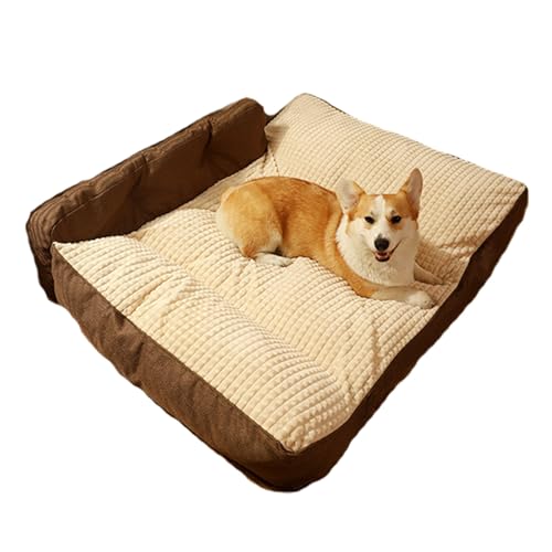 RUYICZB Orthopädisches Hundebett, bequemes, waschbares Haustierbettsofa, extra Dickes Hundebett mit abnehmbarem, waschbarem Bezug und Rutschfester Unterseite,Kaffee,100x75x25cm von RUYICZB