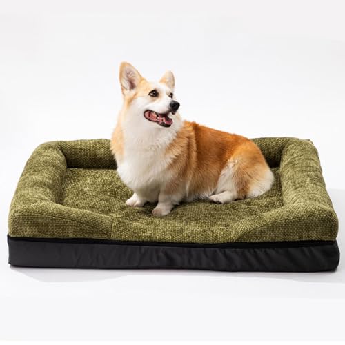 RUYICZB Orthopädisches Hundebett, waschbares Hundesofabett mit bequemen Nackenrollen und waschbarem, abnehmbarem Bezug, Haustierbett mit Eierkarton-Schaumstoffunterstützung,Dark Green,75x55cm RUYICZB Orthopädisches Hundebett, waschbares Hundesofabett mit bequemen Nackenrollen und waschbarem, abnehmbarem Bezug, Haustierbett mit Eierkarton-Schaumstoffunterstützung,Dark Green,75x55cm von RUYICZB