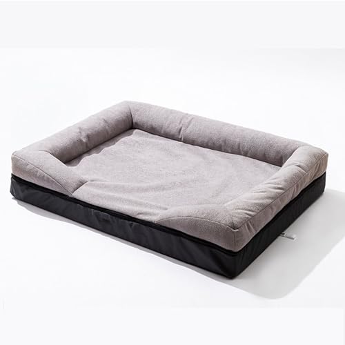 RUYICZB Orthopädisches Hundebett, waschbares Hundesofabett mit bequemen Nackenrollen und waschbarem, abnehmbarem Bezug, Haustierbett mit Eierkarton-Schaumstoffunterstützung,Grau,95x70cm von RUYICZB