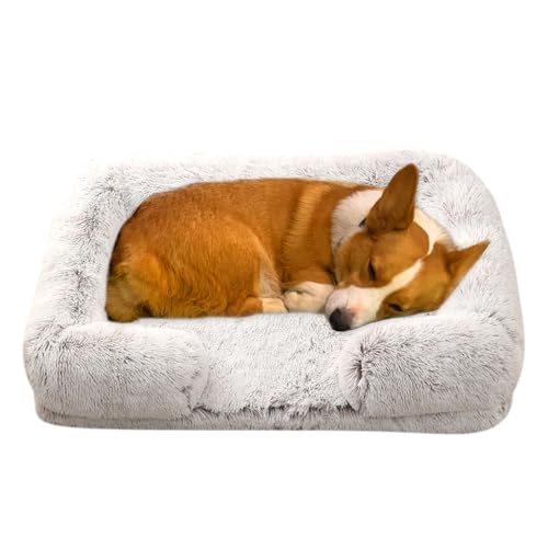 RUYICZB Orthopädisches Hundebett Grosse Hunde, Hundekissen, Hundesofa Mittelgroße Hunde, Katzenbett, Hundekörbchen, Anti-Angst Hundekorb, Abnehmbar Und Waschbar,Brown c,M 23.6X18.9X6in von RUYICZB