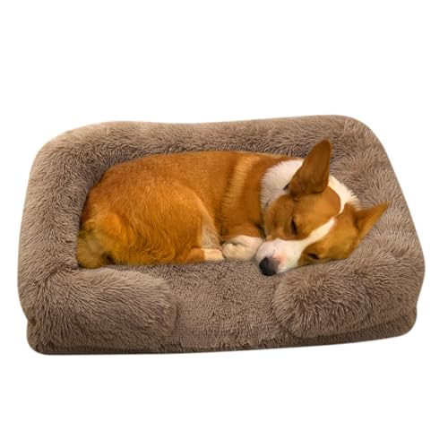 RUYICZB Orthopädisches Hundebett Grosse Hunde, Hundekissen, Hundesofa Mittelgroße Hunde, Katzenbett, Hundekörbchen, Anti-Angst Hundekorb, Abnehmbar Und Waschbar,Brown d,M 23.6X18.9X6in von RUYICZB