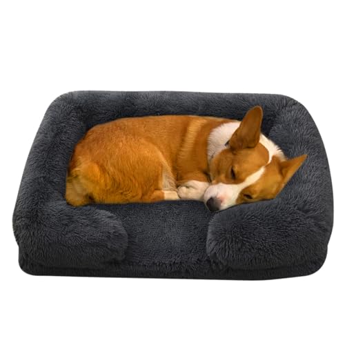 RUYICZB Orthopädisches Hundebett Grosse Hunde, Hundekissen, Hundesofa Mittelgroße Hunde, Katzenbett, Hundekörbchen, Anti-Angst Hundekorb, Abnehmbar Und Waschbar,Gary a,S 17.7X15.7X6.7in von RUYICZB