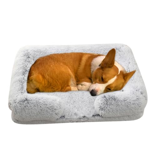 RUYICZB Orthopädisches Hundebett Grosse Hunde, Hundekissen, Hundesofa Mittelgroße Hunde, Katzenbett, Hundekörbchen, Anti-Angst Hundekorb, Abnehmbar Und Waschbar,Gary c,S 17.7X15.7X6.7in von RUYICZB