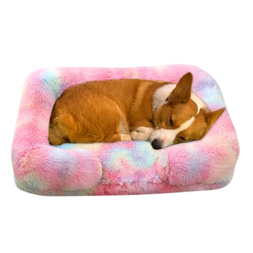 RUYICZB Orthopädisches Hundebett Grosse Hunde, Hundekissen, Hundesofa Mittelgroße Hunde, Katzenbett, Hundekörbchen, Anti-Angst Hundekorb, Abnehmbar Und Waschbar,Pink a,M 23.6X18.9X6in von RUYICZB