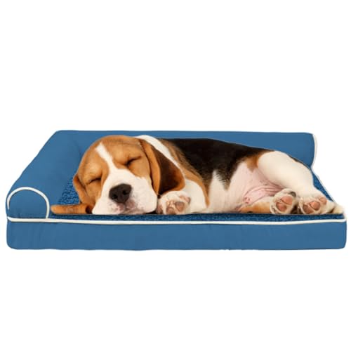 RUYICZB Orthopädisches Hundebett L Form Hundematte, Ergonomisches Hundematratze Hundecouch, Hundekissen Bezug Abnehmbar Waschbar, Hundesofa Für Grosse Mittelgroße Kleine Hunde,Blau,S von RUYICZB