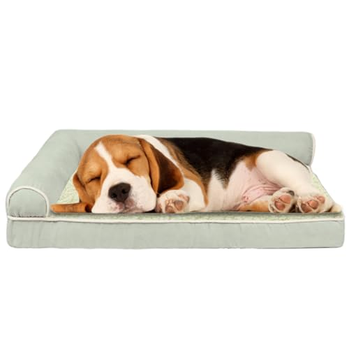 RUYICZB Orthopädisches Hundebett L Form Hundematte, Ergonomisches Hundematratze Hundecouch, Hundekissen Bezug Abnehmbar Waschbar, Hundesofa Für Grosse Mittelgroße Kleine Hunde,Light Green,S von RUYICZB