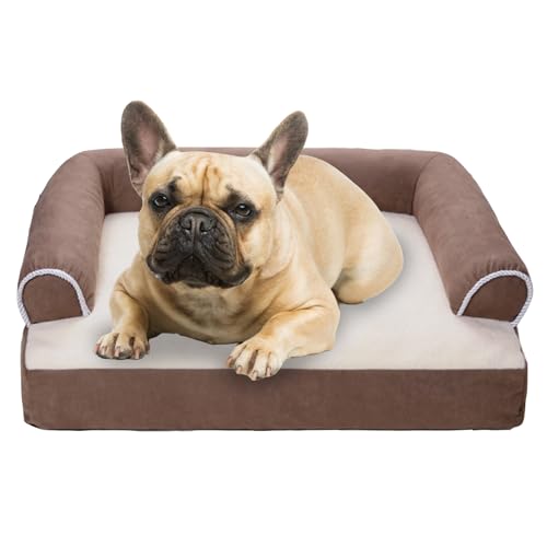 RUYICZB Orthopädisches Hundebett Mittelgroße Hunde Hundesofa, Hundekorb Hundekissen Bezug Abnehmbar Und Waschbar rutschfest Hundebetten, Hundekörbchen Mit Hohem Rand,Braun,L von RUYICZB