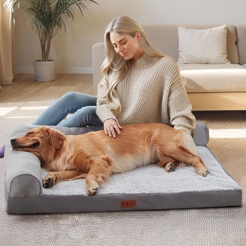 RUYICZB Orthopädisches Hundebett aus Memory-Schaum, Hundecouch-Design mit Memory-Schaum-Unterstützung, Hundesofas mit waschbarem, abnehmbarem Bezug,75cmx50cmx15cm von RUYICZB