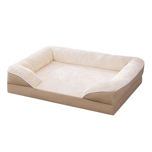 RUYICZB Orthopädisches Hundebett für große/mittelgroße Hunde, Hundecouchbett mit abnehmbarem Bezug, Haustier-Hundebett mit Rutschfester Unterseite und kratzfestem Stoff,Beige,110x82x17cm von RUYICZB