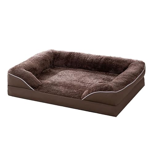 RUYICZB Orthopädisches Hundebett für große/mittelgroße Hunde, Hundecouchbett mit abnehmbarem Bezug, Haustier-Hundebett mit Rutschfester Unterseite und kratzfestem Stoff,Braun,91x69x17cm von RUYICZB