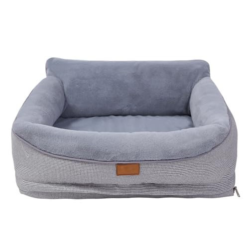 RUYICZB Orthopädisches Hundebett für mittelgroße/kleine Hunde, Haustier-Schlafsofa mit abnehmbarem und waschbarem Bezug, Hundecouchbett mit Seitenpolster zum Schlafen,Light Gray,50x40x15cm von RUYICZB