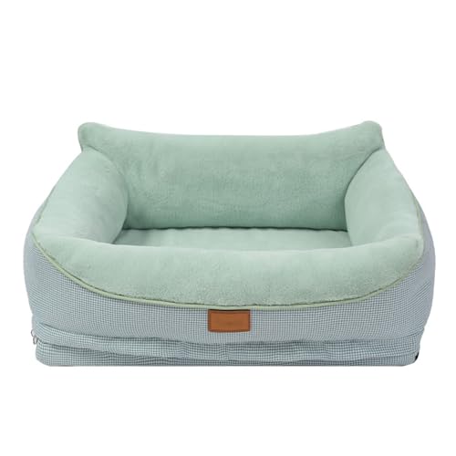 RUYICZB Orthopädisches Hundebett für mittelgroße/kleine Hunde, Haustier-Schlafsofa mit abnehmbarem und waschbarem Bezug, Hundecouchbett mit Seitenpolster zum Schlafen,Light Green,80x60x18 cm von RUYICZB