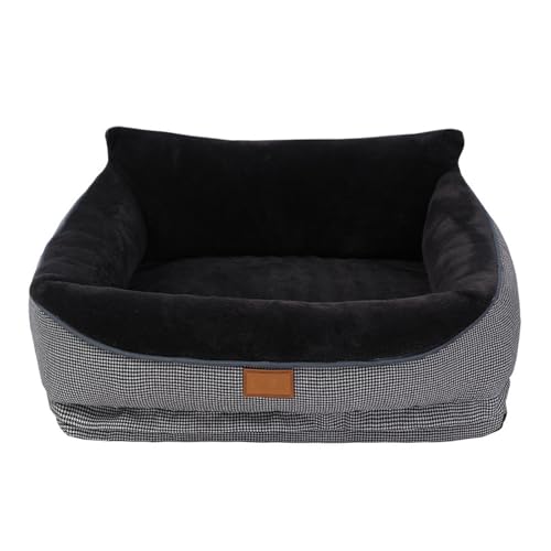 RUYICZB Orthopädisches Hundebett für mittelgroße/kleine Hunde, Haustier-Schlafsofa mit abnehmbarem und waschbarem Bezug, Hundecouchbett mit Seitenpolster zum Schlafen,Schwarz,50x40x15cm von RUYICZB