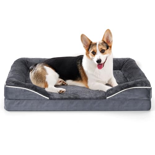 RUYICZB Orthopädisches Hundebett für mittelgroße und große Hunde, Memory Foam-Hundebett mit abnehmbarem Bezug, waschbares Haustierbettsofa mit Rutschfester Unterseite,110x83x17cm von RUYICZB