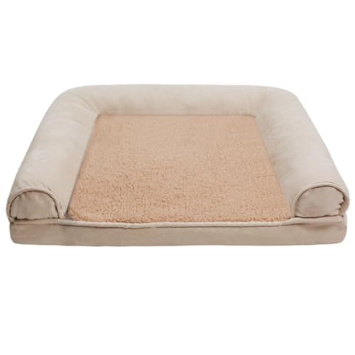 RUYICZB Orthopädisches Hundekistenbett, Hundebett mit wasserdichtem Futter und abnehmbarem Bezug mit Reißverschluss, waschbares Haustierbettsofa,Beige,120x80x16cm von RUYICZB