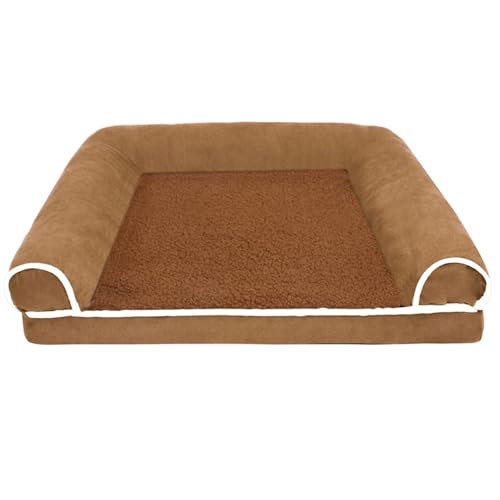 RUYICZB Orthopädisches Hundekistenbett, Hundebett mit wasserdichtem Futter und abnehmbarem Bezug mit Reißverschluss, waschbares Haustierbettsofa,Khaki,75x50x12cm von RUYICZB