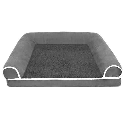 RUYICZB Orthopädisches Hundekistenbett, Hundebett mit wasserdichtem Futter und abnehmbarem Bezug mit Reißverschluss, waschbares Haustierbettsofa,Light Grey,120x80x16cm von RUYICZB