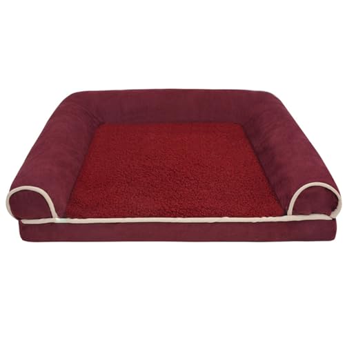 RUYICZB Orthopädisches Hundekistenbett, Hundebett mit wasserdichtem Futter und abnehmbarem Bezug mit Reißverschluss, waschbares Haustierbettsofa,Wine red,120x80x16cm von RUYICZB