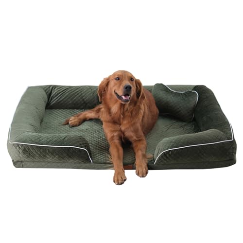 RUYICZB Orthopädisches Hundesofa Bett aus Schaumstoff, Hundebett mit weicher holländischer Samtoberfläche, waschbares Haustier-Couchbett mit Rutschfester Unterseite,Grün,78x65x15cm von RUYICZB