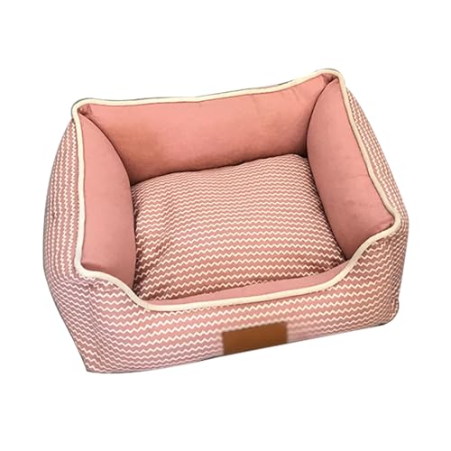 RUYICZB Orthopädisches Hundesofabett, rechteckiges, waschbares Haustierbett zum Schlafen, Hundecouchbett mit abnehmbarem Bezug mit Reißverschluss,Rosa,65x60cm von RUYICZB