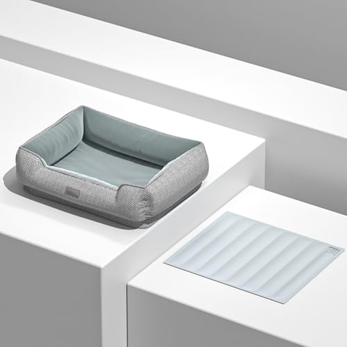 RUYICZB Orthopädisches Hundesofabett aus Memory-Schaum, Hundebett mit vierseitigem Nackenrollenkissen, waschbares Haustier-Sofabett mit abnehmbarem Bezug,Gray a,70x55x25cm von RUYICZB