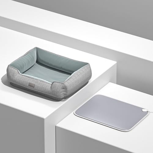 RUYICZB Orthopädisches Hundesofabett aus Memory-Schaum, Hundebett mit vierseitigem Nackenrollenkissen, waschbares Haustier-Sofabett mit abnehmbarem Bezug,Gray b,70x55x25cm von RUYICZB