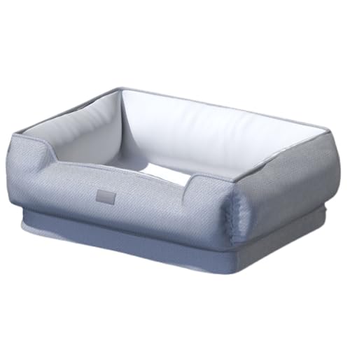 RUYICZB Orthopädisches Hundesofabett aus Memory-Schaum, Hundebett mit vierseitigem Nackenrollenkissen, waschbares Haustier-Sofabett mit abnehmbarem Bezug,Weiß,55x40x25cm von RUYICZB