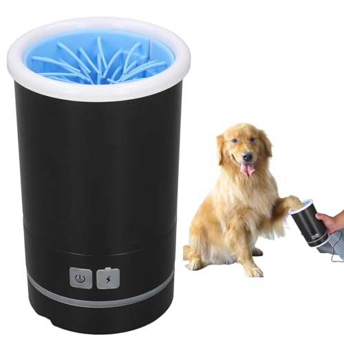 RUYICZB Pfotenreiniger Für Hunde, Hundepfotenreiniger, Automatische Pfotenwaschanlage Für Kleine Und Mittelgroße Hunde, USB-Schnellladung 360° Rundum Haustierfußreiniger,Schwarz,L von RUYICZB