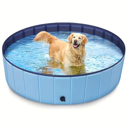 RUYICZB Planschbecken Für Hunde Und Kinder Faltbare Schwimmbecken Hundebadewanne PVC Hundepool Für Große & Kleine Hunde Tragbar Schwimmbad Für Katzen Swimmingpool Wasserbecken Für Hunde,31.5"x11.8" von RUYICZB