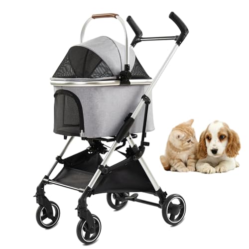 RUYICZB Premium 3 in 1 Multifunktions-Kinderwagen für Haustiere, faltbar, mit Abnehmbarer Transportbox für Haustiere, Hundejogger-Kinderwagen, Transportbox für Autositz,Grau von RUYICZB