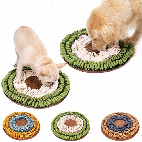 RUYICZB Schnüffelteppich Für Hunde 48Cm Waschbar Trainingsmatte Riechen Trainieren Schnüffeldecke Intelligenzspielzeug Futtermatte rutschfest Hundespielzeug Für Kleine & Große Hunde,Beige Green von RUYICZB