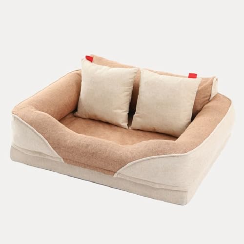 RUYICZB Sofa-Hundebett aus Eierschaum, Haustier-Schlafsofa mit abnehmbarem, waschbarem Bezug und Rutschfester Unterseite, orthopädisches Hundebett,Braun,104x79x37cm von RUYICZB