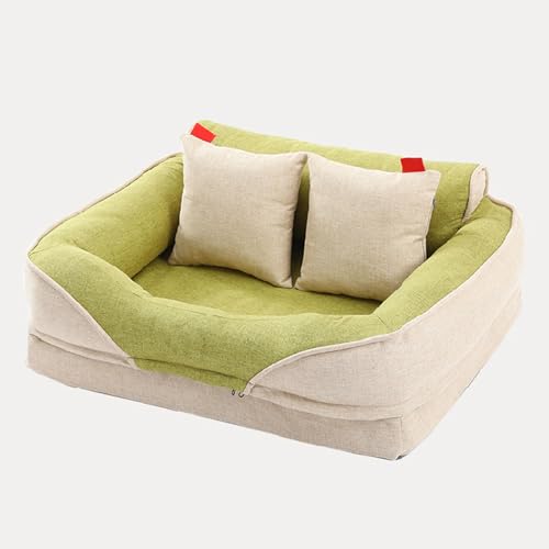 RUYICZB Sofa-Hundebett aus Eierschaum, Haustier-Schlafsofa mit abnehmbarem, waschbarem Bezug und Rutschfester Unterseite, orthopädisches Hundebett,Grün,104x79x37cm von RUYICZB