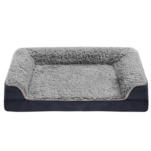 RUYICZB Waschbare Hundebetten, orthopädisches Hundesofabett mit Eierschaum-Unterstützung zum Schlafen, atmungsaktives und weiches Baumwoll-Haustierbett,Dark Grey,100x60x16cm von RUYICZB