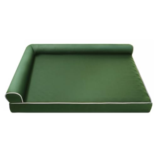 RUYICZB Wasserdichtes orthopädisches Hundesofabett aus Schaumstoff, waschbares weiches Hundebett mit abnehmbarem Bezug und seitlichem Nackenkissen, langlebiges Haustierbett,Grün,100x80x17cm von RUYICZB