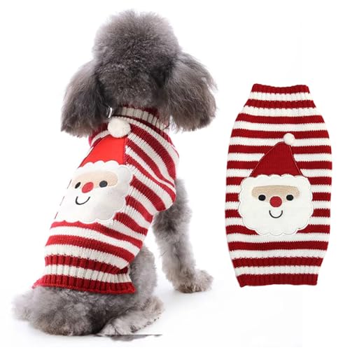 RUYICZB Weihnachten Hundepullover Für Hunde Mädchen Jungen, Haustier Gestrickt Pullover Pullover, Herbst Hundekleidung Warme Welpen Kleidung Urlaub Rollkragenpullover,Santa Claus,L von RUYICZB