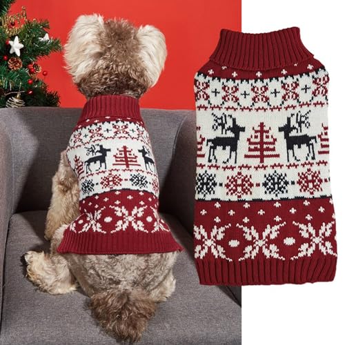 RUYICZB Weihnachten Hundepullover Für Kleine Hunde Mädchen Jungen Schneeflocke Rentier Hundepullover Mit Ärmeln Hund Urlaub Rollkragenpullover Haustier Kleidung Für Kaltes Wetter,Christmas Tree,XS von RUYICZB