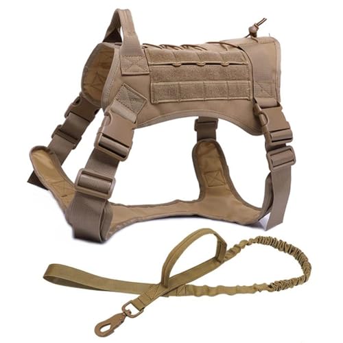 RUYICZB Taktisches Hundegeschirr, No Pull Sicherheitsgeschirr Einstellbar Hund Weste Brustgeschirr Hundeharness Molle-Panels Für Große/Mittlere Hunde Wandern, Spazierengehen, Training,Khaki,L von RUYICZB