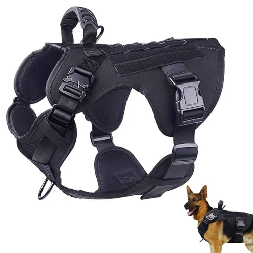 RUYICZB Taktisches Hundegeschirr, Taktische Hundegeschirrweste Mit Griff & D-Ring Aus Nylon Für Mittlere & Große Hunde Atmungsaktives Verstellbare Vest Für Jagd Training Freizeit Outdoor,Schwarz,XL von RUYICZB