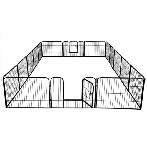 RUYICZB Welpenlaufstall 16-Teilig 60Cm Hoch, Welpenauslauf Mit 2 Türen, Faltbares Hundelaufstall Werkzeuglose Montage, Geeignet Für Innen Und Außen, Für Hunde Und Katzen von RUYICZB
