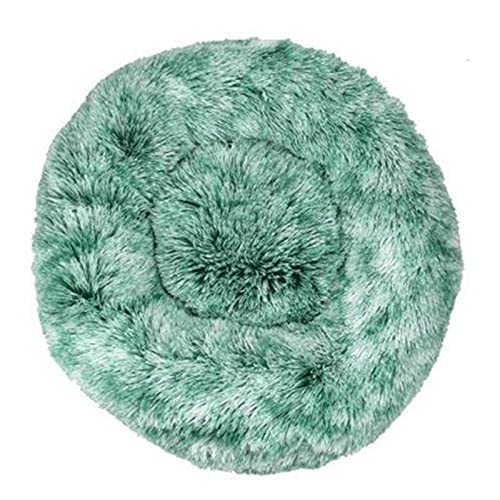 Haustierbett Hundebett Zwinger Runde Katze Winter Warmes Hundehaus Schlafsack Langer Plüsch Superweiches Haustierbett Hundebett(Tie dye Green,90cm) von RVIFY