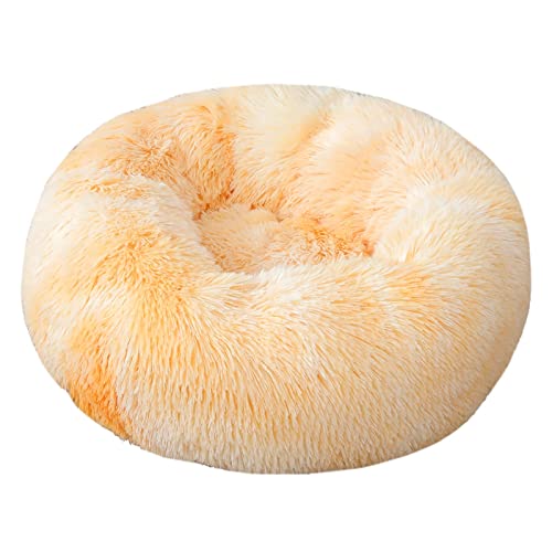 Haustierbett Rundes Katzenbett, Langer Plüschbettkorb, weich, flauschig, warm, schlafendes Katzenhaus, Haustierkissen Hundebett(10,40cm) von RVIFY