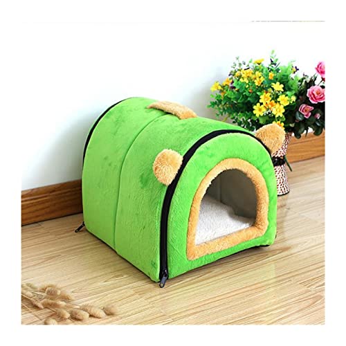 RVIFY Haustierbett Bow Design Welpen Winterbett Haus Zwinger Fleece weiches Nest für kleine mittelgroße Hunde Haus für Katze Hundebett(Green,L) von RVIFY