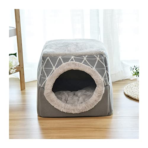 RVIFY Haustierbett Haustierbett für Katzen, Hunde, weiches Nest, Zwinger, Höhle, Katzenhaus, Schlafsack, Matte, Zelt, Haustiere Hundebett(Gray,L-35x33x30cm) von RVIFY