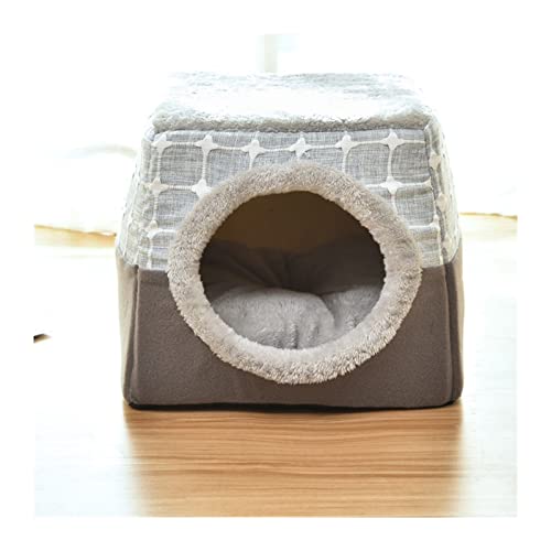 RVIFY Haustierbett Haustierbett für Katzen, Hunde, weiches Nest, Zwinger, Höhle, Katzenhaus, Schlafsack, Matte, Zelt, Haustiere Hundebett(Gray Square,XL-38x38x34cm) von RVIFY