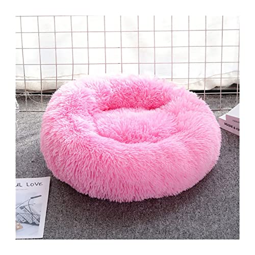 RVIFY Haustierbett Hundebett, beruhigendes Katzenbett, Haustierhütte, weiches, Flauschiges Kissen, Schlafsack, Matte für große Hunde Hundebett(Pink,XL Diameter 80cm) von RVIFY