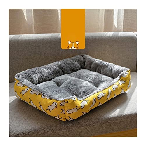 RVIFY Haustierbett Hundebett aus Fleece, weiches Sofa, Katzenbett, rutschfeste Unterseite, Haustierliege für kleine, mittelgroße Hunde Hundebett(Yellow Chick,S 50x40cm) von RVIFY