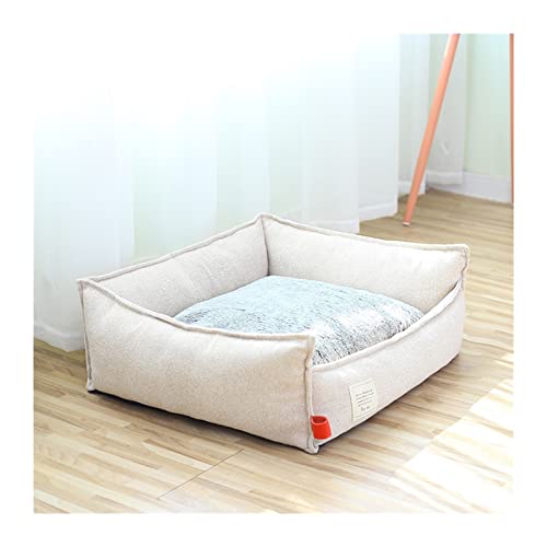 RVIFY Haustierbett Hundebett warm für kleine, mittelgroße und große Katzen, für Katzen, Welpen, Baumwolle, Zwingermatte, Sofa Hundebett(Beige,L (for Within 25 kg)) von RVIFY