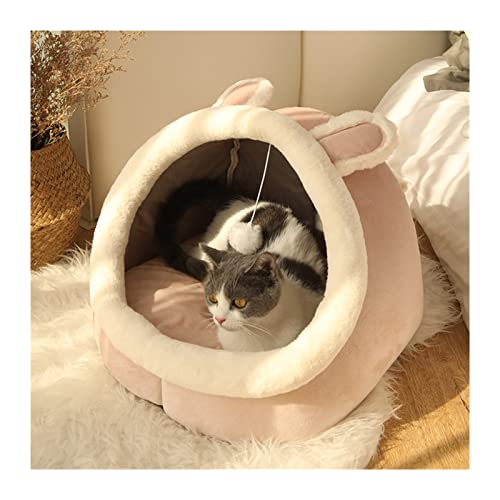 RVIFY Haustierbett Katzenbett, Warmer Haustierkorb, gemütliches Kätzchen-Liegekissen, Katzenhauszelt, sehr weiche kleine Hundemattentasche Hundebett(Pink Rabbit,(48X45X40cm)) von RVIFY