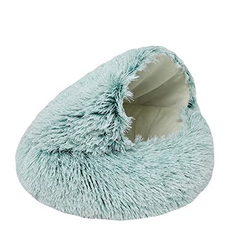 RVIFY Haustierbett Plüsch-Haustier-Katzenbett, rundes Katzenkissen, Katzenhaus, Warmer Katzenkorb, Katzenschlafsack, Katzennest, Zwinger Hundebett(Green-Short,65X65cm) von RVIFY